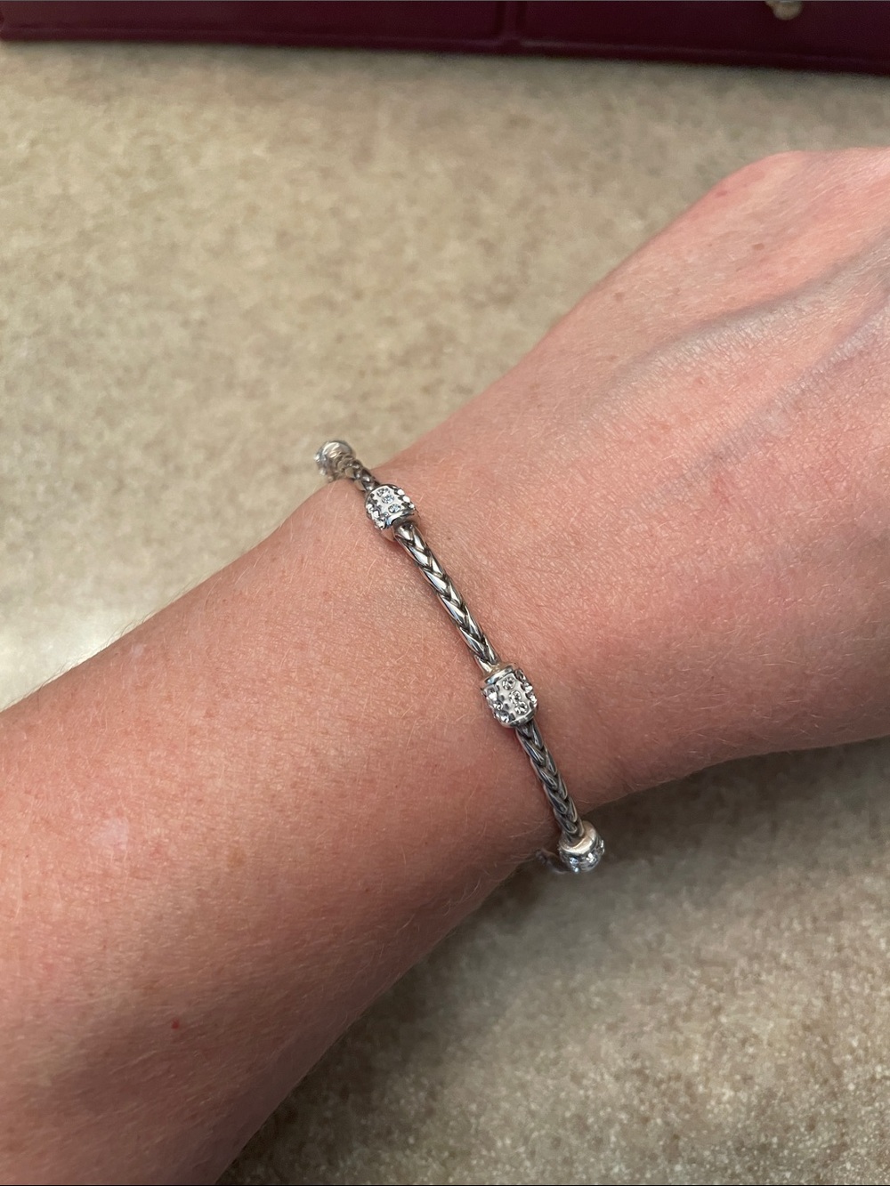 Brighton Meridian Silver-Tone Braided Bangle with Crystal Beads - Picture 4 of 4
